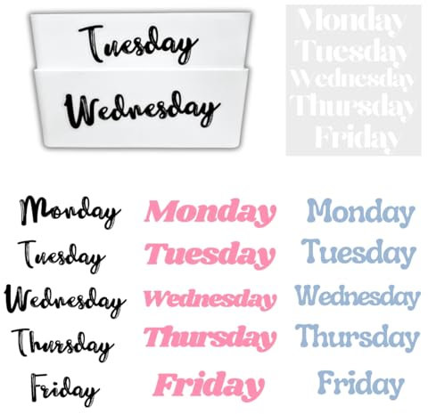 TriluckyDeco 20PCS Days of The Week Stickers for Drawers,Large Day Labels for Clothes Organizer No Magnet, Big Monday Through Friday Weekday Plastic Bin Planner Whiteboard Decals Teacher Classroom