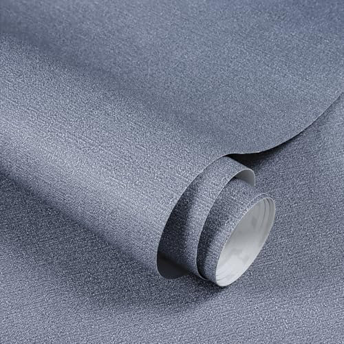 lenify Navy Blue Peel and Stick Wallpaper Solid Grasscloth Wallpaper 15.7inch x 196.8inch Dark Blue Textured Wallpaper Peel and Stick Contact Paper Grass Cloth Removable Vinyl