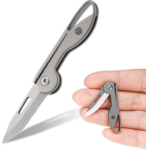 Generisch Schlüsselanhänger Messer Titan Klappmesser Schlüsselanhänger,Taschenmesser Schlüsselanhänger kleines taschenmesser, Leichtes EDC Schlüsselanhänger Messer für Camping/Outdoor