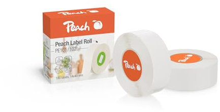 Peach 3X Thermoetikettenband weiß -14x40mm - 180 Etiketten pro Rolle - PE101A
