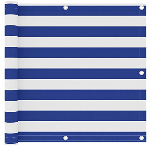 Hovothy Brise-vue pour balcon - Protection solaire - Revêtement de balcon moderne pour protection de la vie privée - Décoration de balcon - Coupe-vent et résistant aux UV - Bleu et blanc - 90 x 400 cm