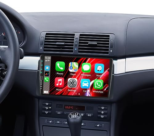 SIXWIN 2+64G Android 13 Autoradio für BMW 3er E46 1999-2005 mit Carplay/Android Auto/Mirrorlink,9 Zoll Kapazitive Touchscreen WiFi/GPS/FM/RDS/Bluetooth/SWC+ AHD Rückfahrkamera+MIC