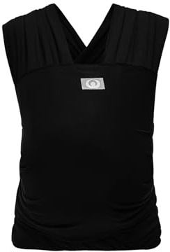 Gaia Baby Carry Stretchy Baby Wrap – 100% Organic Cotton, Size-Inclusive Baby Wrap (Newborn to 15 kg) - Ebony