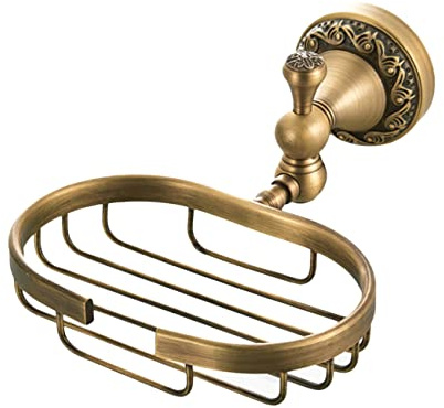 CAXUSD Vintage Style Solid Brass Wall Mounted Soap Holder Soap Basket Bathroom Storage Shelf for Home Bathroom