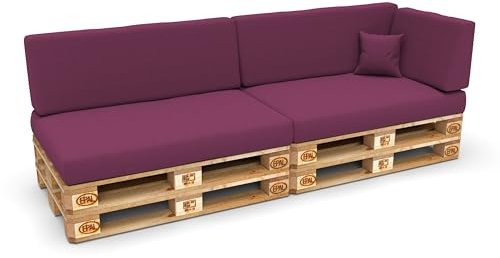 POKAR Palettenkissen Palettenauflagen mit abnehmbarem Bezug Palettenmöbel Palettensofa 6er Set: Sitzkissen 120x80 + Rückenlehne 120x40, Violett