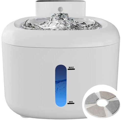 Pawinner Cat Water Fountain for Drinking with Sensor, Wireless Automatic Cat Drinking Fountain, Stainless Steel Dog Water Dispenser, Super Silent and Activated Carbon Filter, BPA-Free