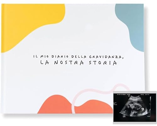 Journal de Grossesse en Italien, Album de Souvenirs avec Espace pour Photos, Autocollants et Échographies