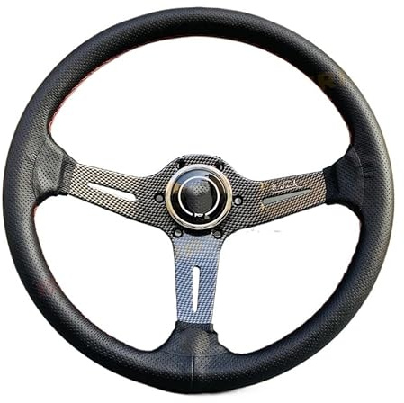Volante Desplazado Accesorios universales for coche, volante deportivo de competición de 14 pulgadas, fibra de carbono Volante Deportivo