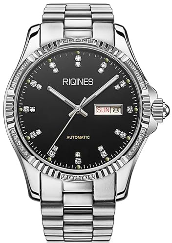 RIQINES Luxus Herren Vollautomatische Mechanische Uhr Edelstahl Wochenkalender Männer Nachtlicht Wasserdicht Mode Business Uhr 2062SZ