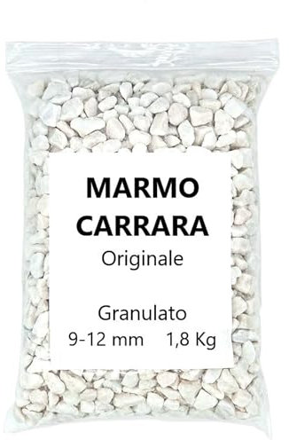 Luvit & Lumoè GRAVA BLANCA para Jardín | MÁRMOL DE CARRARA | 1,8 kg | Piedras decorativas plantas en maceta | Piedras bonsái | Guijarros para acuario | Macizos de flores de rocas | Decoraciones hogar