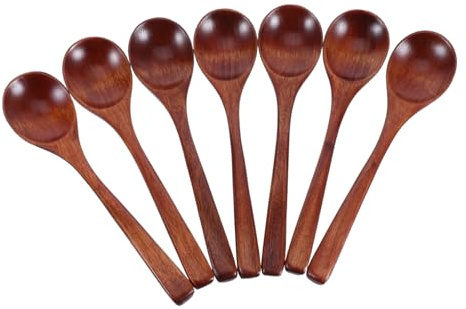 Healifty 7 Stück Japanische Lange Löffel für Tee Eiscreme und Badesalze Natürliche Holzmaterialien für Zuhause Büro und Unterwegs