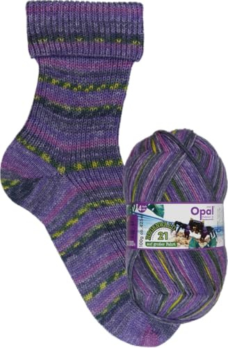 Opal Sockenwolle Regenwald 21, 75% Schurwolle/25% Polyamid, 4-fädig, 100g, 425m Lauflänge, Nadelstärke 2-3 (11601 Schiffsmechanikerin)