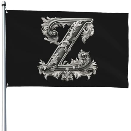 Bannerfahnen Klassischer Monogrammbuchstabe Z Garten Flagge Lustige Dekoration Hof Flaggen, Für Drinnen Und Draußen, Partys, Feiertage, 90x150cm