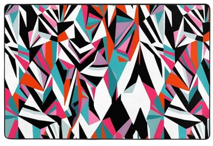 WZYWHJ Quadratischer Teppich mit Zebramuster, rutschfest, 183 x 122 cm, für Wohnzimmer, Büro, Couchtisch, Bett, Balkon