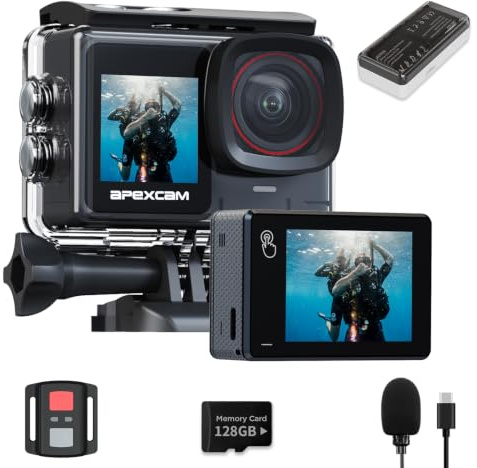 Caméra Sport 4K 60FPS Camera Étanche EIS Double Écran Tactile Carte 128GO