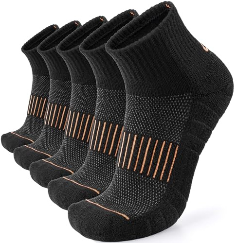 Lapulas Merino Wool Quarter Socks for Men Women, Hiking Running, 5 Pairs