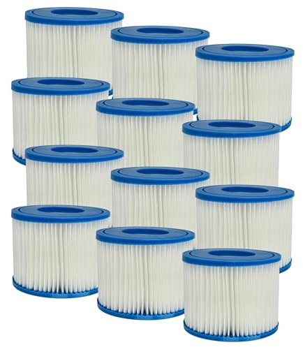 vhbw 12x Filterkartusche Typ VI kompatibel mit Bestway Lay-Z-Spa Siena, Saint Tropez Pool - Ersatzfilter Blau Weiß