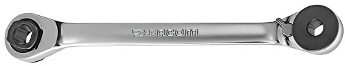 FACOM - Clé à Cliquet Porte-Embout 1/4 / 5/16 - 65.PE - Convient pour Fixations Aéronautiques - Maintien de l'Embout par Clip - Angle de Reprise 5° - Tête Inclinée 15° et Moletée - Chrome Satiné