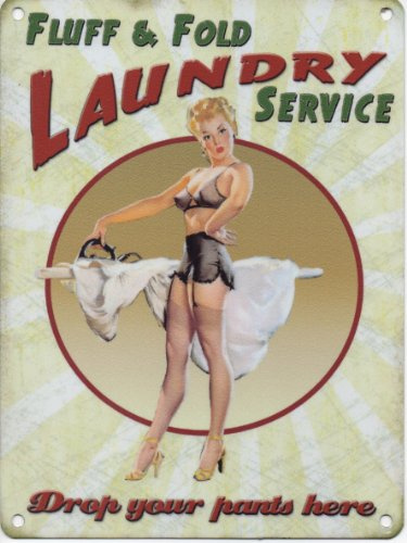 Fluff & Fold Laundry Funny Small Steel Sign 200mm x 150mm (og)