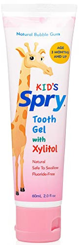Spry Natürliche Xylit Zahnpasta für Kinder – Fluoridfreie Zahncreme für die gesunde Entwicklung neuer Zähne Bubblegum-Geschmack | 60 ml (1 Packung)