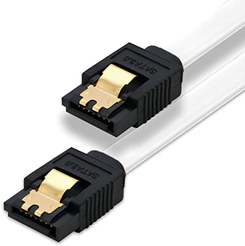 BIGtec 0,3m SATA Kabel S-ATA III Datenkabel Anschlusskabel weiß HDD SSD 6GBit/s Stecker L-Type/L-Type 30cm vergoldet gerade/gerade serial ATA Verriegelung SATA-3