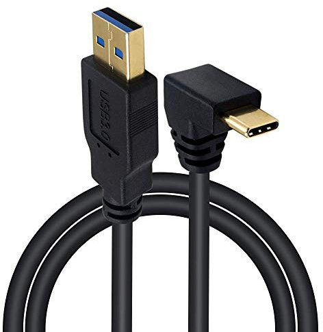 Poyiccot Type C 90 Degree Cable, 1M/ 3.3 ft USB A to USB C Charger Cable, USB 3.0 Type A Male to USB 3.1 Type C Male Fast Charging Upward or Downward Angle USB C Charger Cable Cord