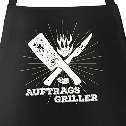 MoonWorks coole Herren Grillschürze Auftragsgriller Küchenschürze Barbecue-Schürze Fun-Schürze schwarz unisize