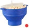 Relaxdays Palomitero Microondas, Recipiente Palomitas, Silicona, sin Aceite, sin BPA, 14.5 x 25.5 x 25.5 cm, Azul, 25.5x25.5x14.5 cm