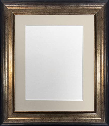 FRAMES BY POST Scandi Bilderrahmen mit hellgrauem Passepartout, 60 x 80 cm, Bildgröße 50 x 70 cm, Schwarz / Gold