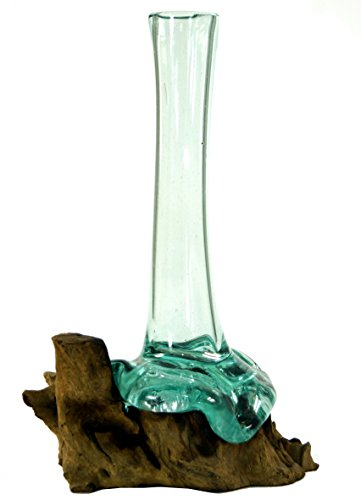 Guru-Shop Vase en Verre Recyclé, Bois de Loupe de Vase - M10, Marron, 30x60x40 cm, Vases Pots de Fleurs