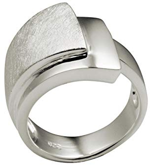 SILBERMOOS XL XXL Ringe in großen Größen Eleganter Damen Ring doppelter Bandring gebürstet glänzend breit 925 Sterling Silber Größen 64, 66, 68, 70, Größe:64