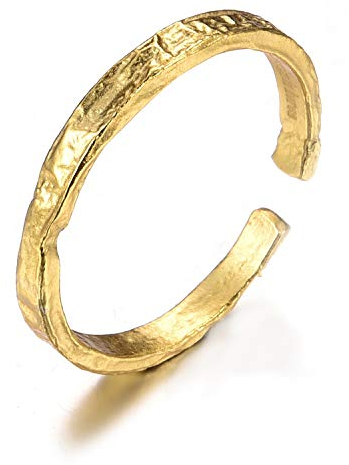 ✦ Geschenke für Frauen ✦Lotus Fun S925 Sterling Silber Ring Unregelmäßige Oberfläche Goldfolie Ringe öffnen Ringe Handgemachter Personalisierte Geschenk für Sie.(Gold)