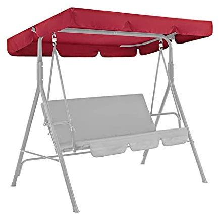 GNCCI Hollywoodschaukel Ersatzdach, Wasserdicht Anti-UV, Universal für 2-3 sitzige Hollywoodschaukel, Gartenschaukel Schaukel Dach, Klassisch, Rot, 210D wasserdichtes, silberbeschichtetes Oxford-Tuch