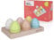 Merle Toys® Holz Eier Spielzeug für Kinder ab 2 Jahren – 6 bunte Eier für Kaufladen, Holzeier Kinderküche Zubehör Holz, Klett in Dotter-Farbe, realistische Größe L, fördert Feinmotorik und Rollenspiel