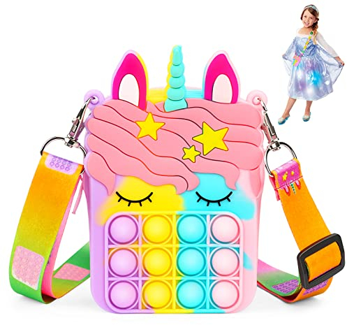 Pop Push It Tasche,Pop Push It Tasche Handtasche,Silikon Push Pop Bubble Handtasche,Silikon Blase Umhängetasche,Mode Regenbogen Pack,Anti Stress Spielzeug Handtasche
