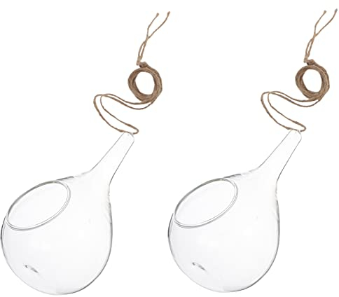 2 Stücke Hängender Teelichthalter Glas Pflanzgefäß Glasvase Sukkulenten Blumentopf Teelicht Kerzenhalter Glaskugeln zum Aufhängen Befüllen Kaktus Topf Mini Übertopf für Hochzeit Wohnzimmer Deko