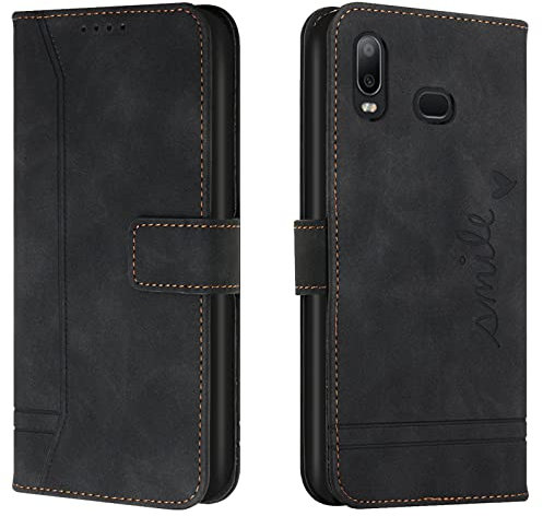 Lihondar Cover per Huawei Y6 2019/Honor 8A, Custodia Huawei Y6 2019/Honor 8A Portafoglio, Flip Libro Wallet Case Antiurto Custodia in Pelle PU Premium, Slot per Schede, con Magnetica a Scatto (Nero)