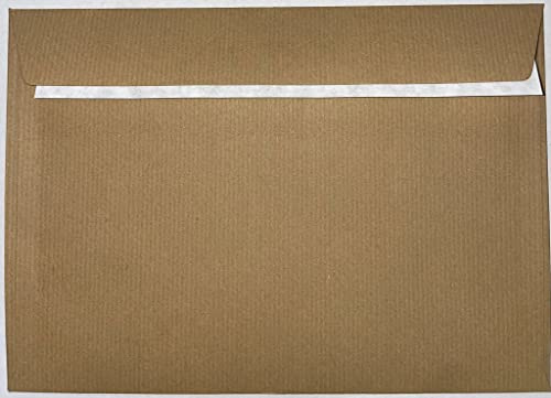 C5 Coloured Envelopes for A5 Greeting Cards Wedding Invitations & Crafts (162x229mm) Pack of 40 (Brown Ribbed Peel & Seal)