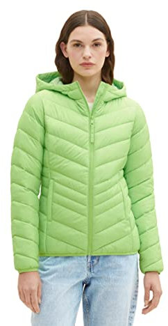 Tom Tailor Denim Damen Lightweight Steppjacke mit Kapuze, 12318 - Liquid Lime Green, S