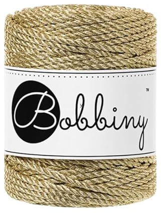 Bobbiny Corde Macramé Torsadée 3mm (Gold) 50m