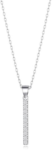 Philip Jones Silver Plated Crystal Bar Drop Necklace Created with Zircondia® Crystals