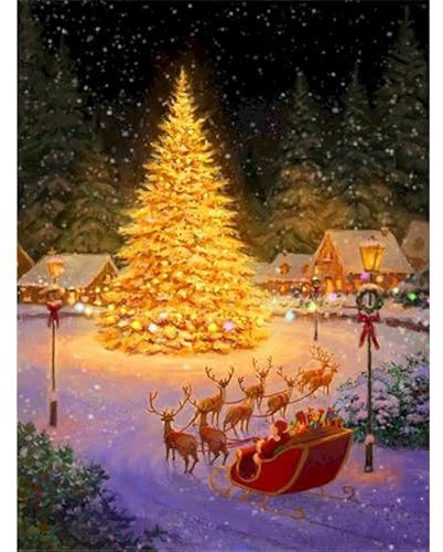 TOCAVE Pintar por Numeros Pintura por Números Árbol de Navidad Pintura al óleo Navidad Bricolaje Digital Pintura al óleo decoración del hogar 40x50cm