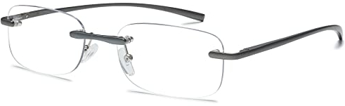 Lanomi Rahmenlose Lesebrille Damen Herren Blaulichtfilter Rechteckig Lesehilfe Ultraleicht Randlose Anti Blaulicht Computer Brille 1.0 1.5 2.0 2.5 3.0 3.5 4.0 Grau 1.0