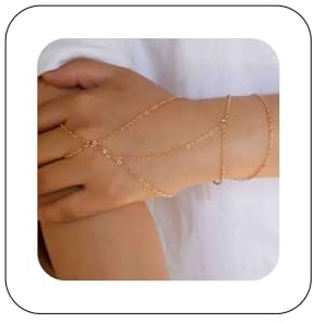 Dervivea Boho Layered Finger Ring Armband Gold Sklavenarmband Vintage Handgelenk Fingerarmband Quaste Finger Ring Armband Schmuck Für Frauen Und Mädchen