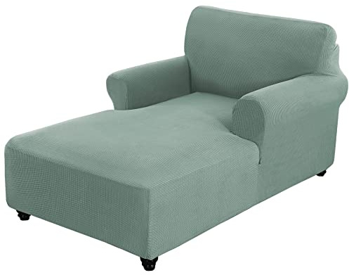 WWYL Jacquard-Chaiselongues Schonbezüge für Wohnzimmer, Chaiselongue Abdeckung Stretch Liegesessel Schonbezug, Husse Relaxliege Bezug für Wohnzimmer Liegesessel (Grau-GrüN)