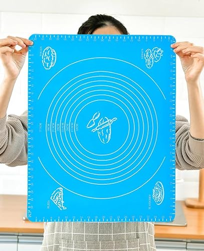 1 Pc 50x40cm Non-Stick and No-Slip Silicone Baking Pastry Mat 19.7''x15.8'' Fondant Mat Dough Rolling Mat with Measurement Cookies Cake Sugarcraft Bread Making