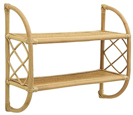 AUBRY GASPARD Etagère Murale en rotin Naturel 2 Niveaux