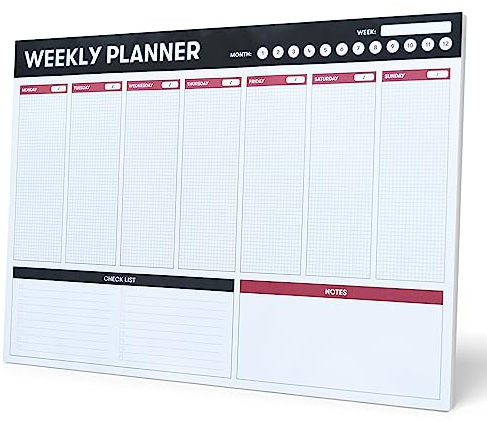 Grupo Erik Wochenplaner Block A4 Kalender Planer A3 ohne festes Datum - Terminplaner Tischplaner A3 - Tischkalender ohne Datum - Schreibtischunterlage Papier