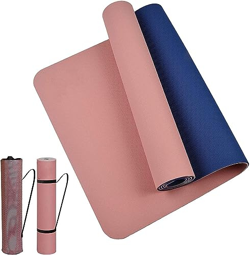 Tappetino Yoga in TPE Ecologico, m MU, Tappeto Allenamento Antiscivolo Doppia Faccia ad Alta Densita Materassino, Impermeabile Dimensione di 183 x 61 x 0.6 cm con Custodia