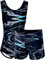 Dancina Turnanzug für Mädchen 2-teiliges Set Gymnastikanzug mit Hose für Kinder 152/158 Schwarz/Aquablau